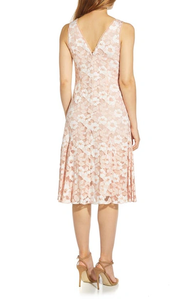 Shop Adrianna Papell Floral Lace Fit & Flare Dress In Ivory/ Pink