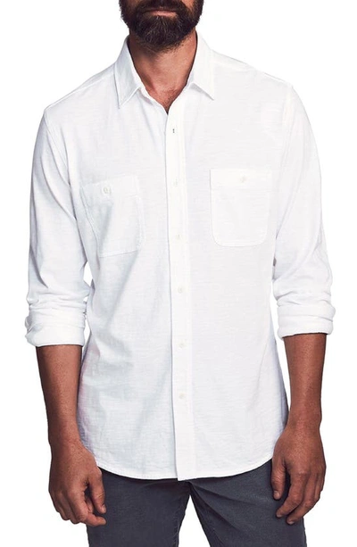 Shop Faherty Seasons Knit Button-up Shirt In White