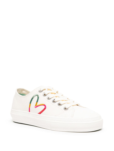 Shop Paul Smith Heart Print Sneakers In White