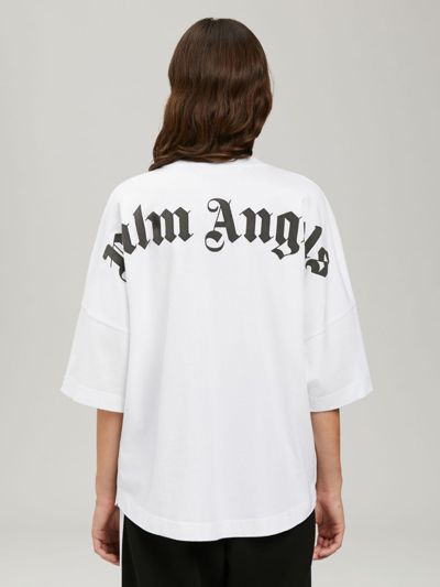 Shop Palm Angels Cotton Logo Oversized T-shirt In White