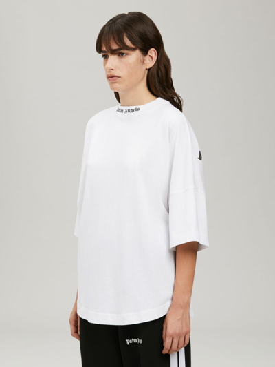 Shop Palm Angels Cotton Logo Oversized T-shirt In White