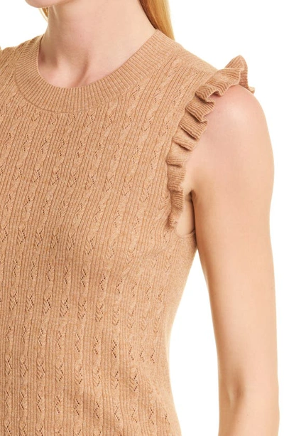 Shop Paige Gardenia Ruffle Sweater Tank In Dark Camel