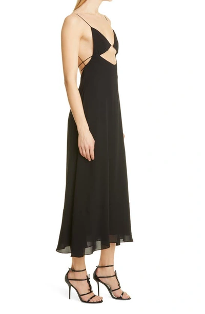 Shop Saint Laurent Cutout Backless Crepe Slipdress In Noir