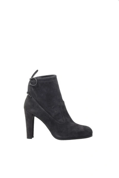 Stuart Weitzman Catch Suede Bootie With Ankle Tie Navy In Grey ModeSens