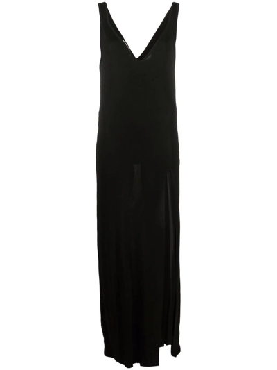 Shop Philosophy Di Lorenzo Serafini Slit Detail Black Long Dress In Nero