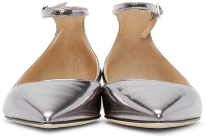 Shop Jimmy Choo Silver Mirrored Lucy Ballerina Flats