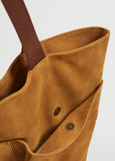 Shop Mango Suede Tote Bag Sand