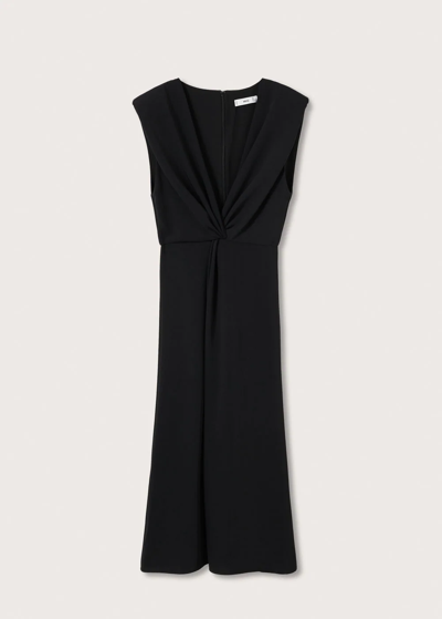 Shop Mango Knot Detail Dress Black