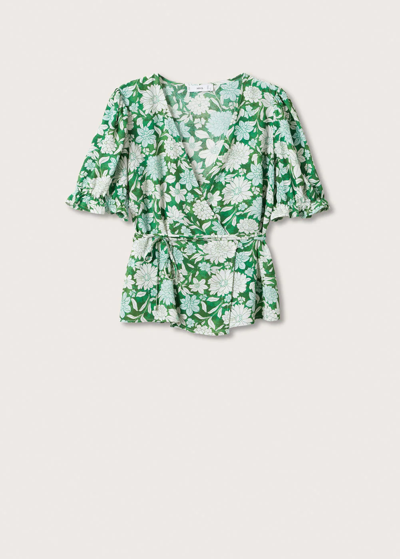 Shop Mango Wrap Printed Blouse Green