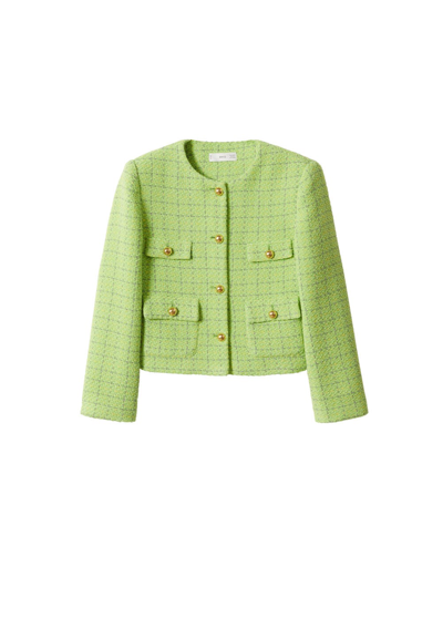 Shop Mango Pocket Tweed Jacket Lime