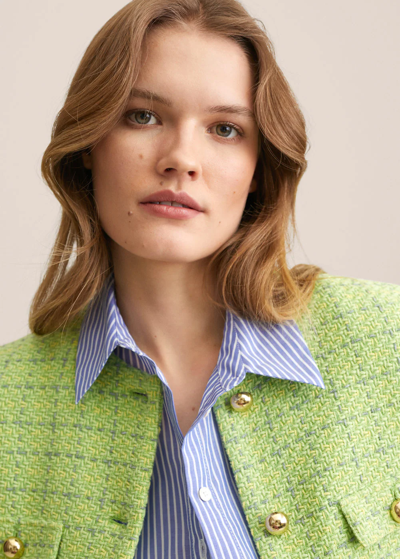 Shop Mango Pocket Tweed Jacket Lime