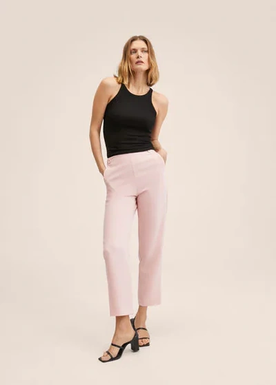 Ivory-Mango Yellow Pintucks Pants