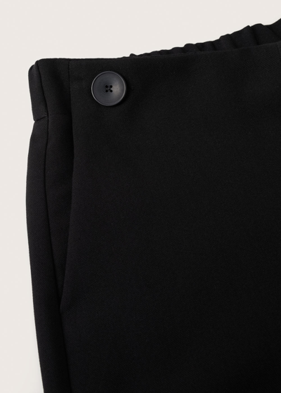 Shop Mango Cropped Button Trousers Black