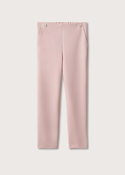 Shop Mango Cropped Button Pants Pastel Pink
