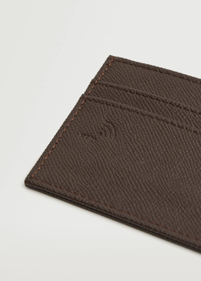 Shop Mango Anti-contactless Safiano Card Holder Chocolate