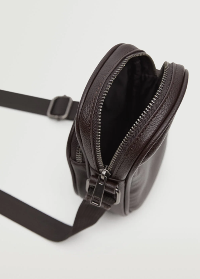 Shop Mango Leather Effect Cross Body Bag Brown