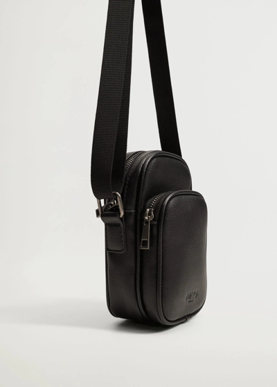 Shop Mango Leather Effect Cross Body Bag Black
