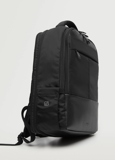 Shop Mango Multi-pocket Nylon Backpack Black