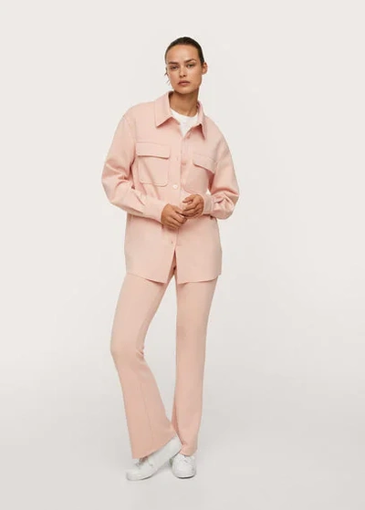 Shop Mango Flared Leggings Pastel Pink