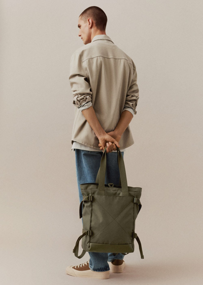 Shop Mango Nylon Tote Bag Khaki