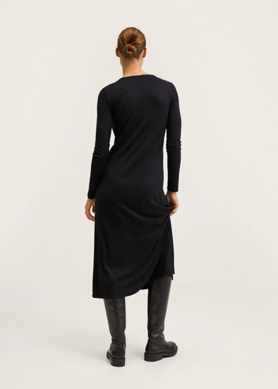 Shop Mango Knot Knitted Dress Black