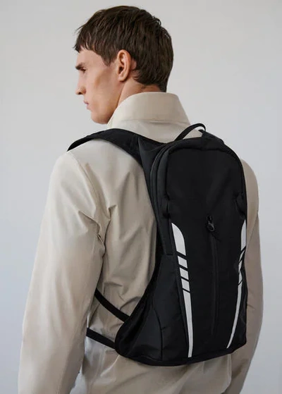 Shop Mango Technical Fabric Sports Backpack Black