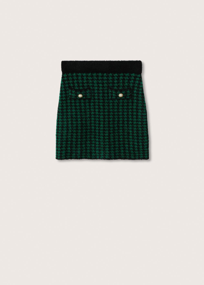 Shop Mango Houndstooth Miniskirt Green