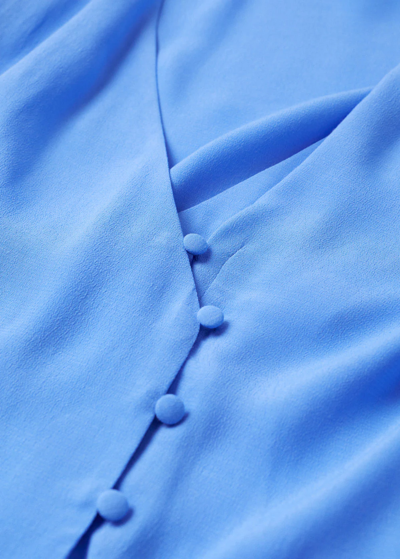 Shop Mango Buttoned Wrap Blouse Blue