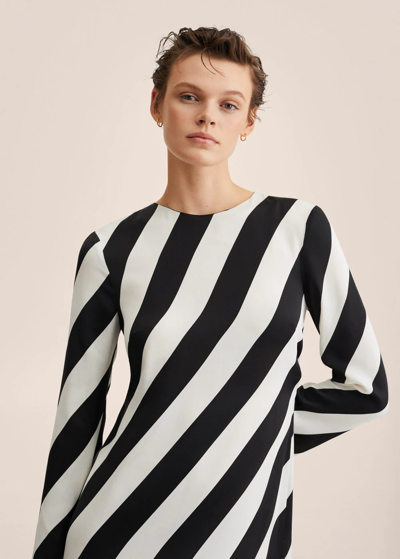 Mango Women's Cut-out Back Striped Dress In Black | ModeSens