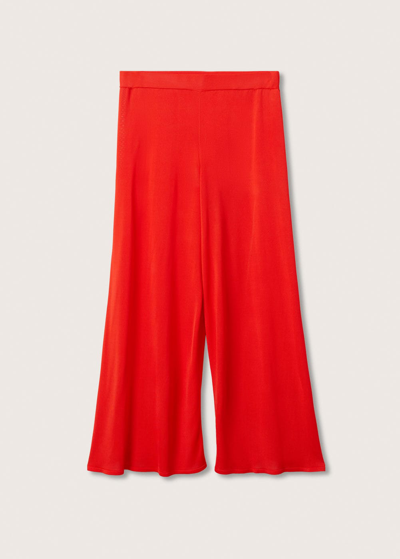 Shop Mango Knitted Wideleg Pants Red