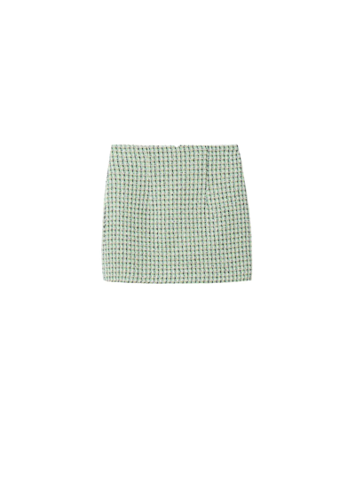 Shop Mango Tweed Miniskirt Pastel Green