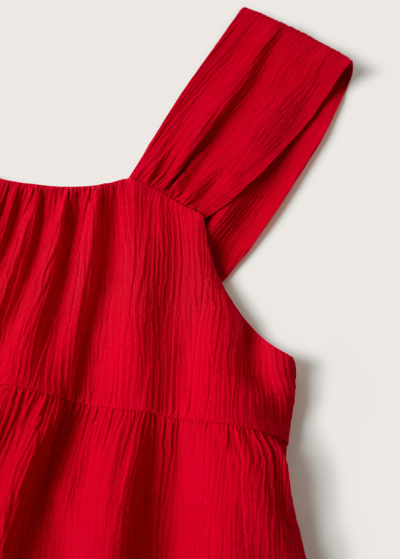 Shop Mango Textured Ruffled Dress Red