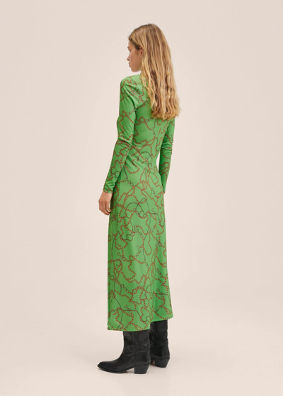 Shop Mango Chain Print Dress Green