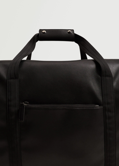 Shop Mango Leather-effect Travel Bag Black