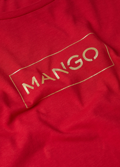 Shop Mango Metallic Logo T-shirt Red