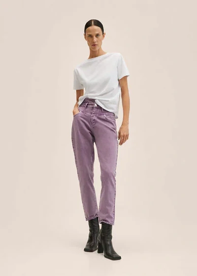 Shop Mango Mom High-waist Jeans Purple