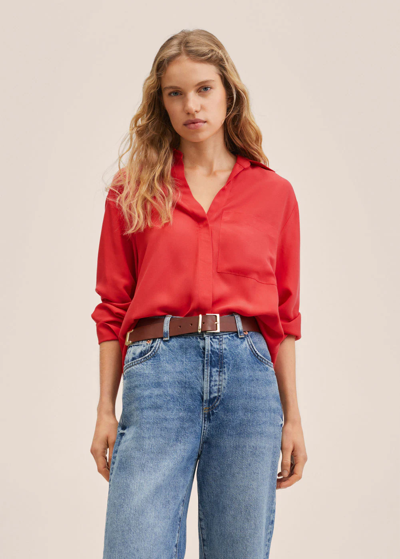 overtale chef digital Mango Women's Oversized Lyocell Shirt In Red | ModeSens