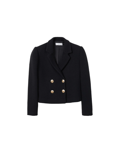 Shop Mango Double-breasted Suit Blazer Black