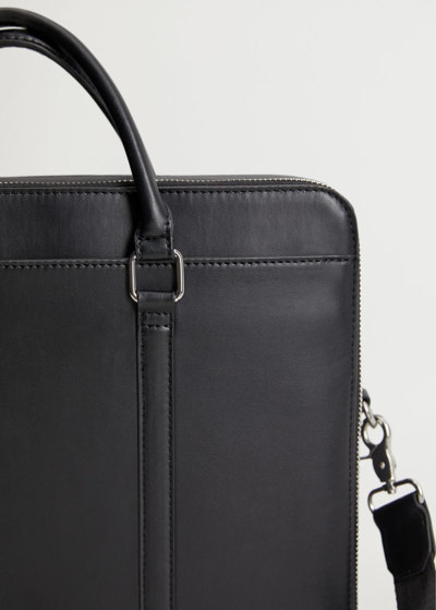 Shop Mango Zip-pockets Pebbled Tote Briefcase Black