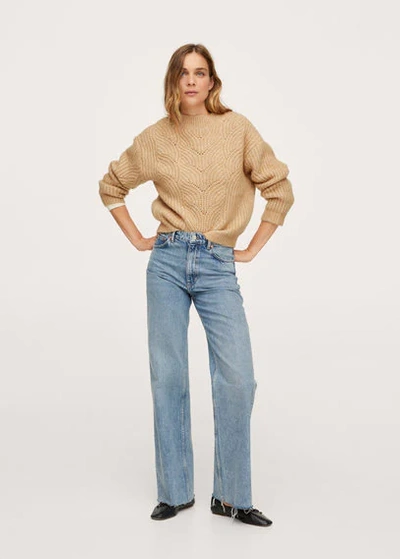 Mango Contrasting Sweater Ochre ModeSens