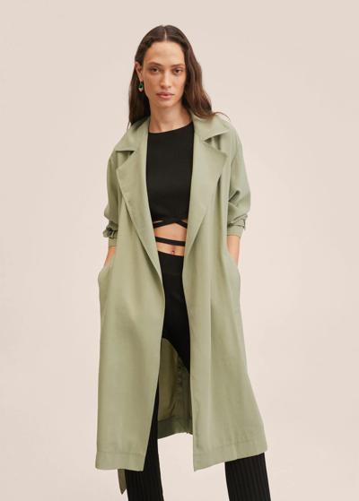 Shop Mango Flowy Oversize Trench Mint Green