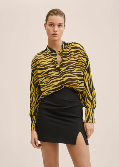 Shop Mango Animal Print Blouse Yellow