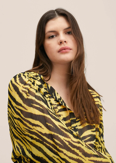 Shop Mango Animal Print Blouse Yellow