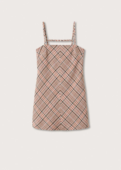 Shop Mango Plaid Dress Pastel Pink