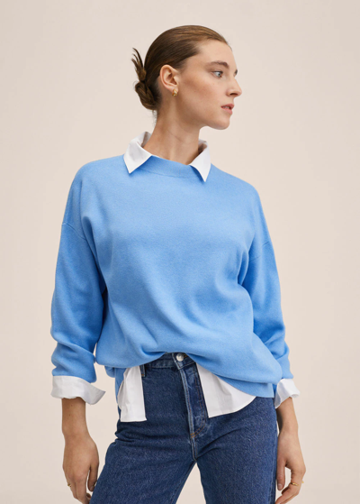 Shop Mango Oversize Knit Sweater Blue