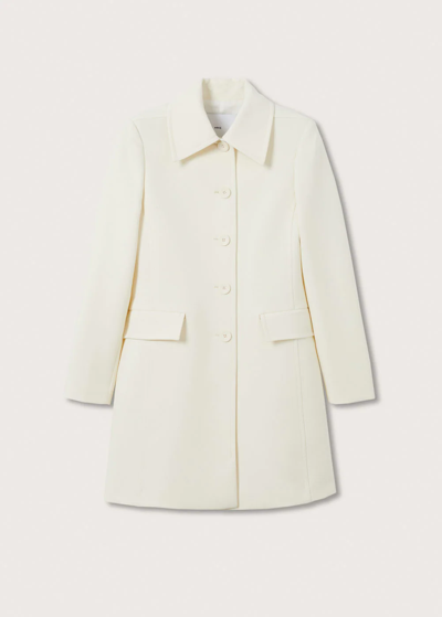 Shop Mango Fitted Coat With Buttons Off White