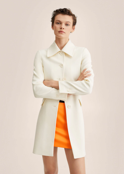 Shop Mango Fitted Coat With Buttons Off White