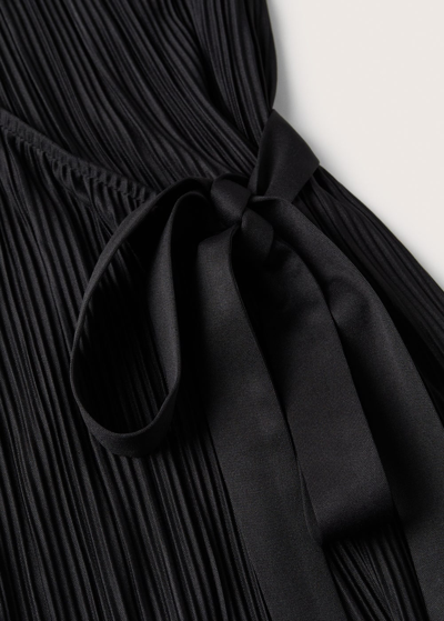 Shop Mango Pleated Wrap Dress Black