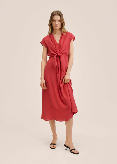 MANGO BOW MODAL DRESS RED 