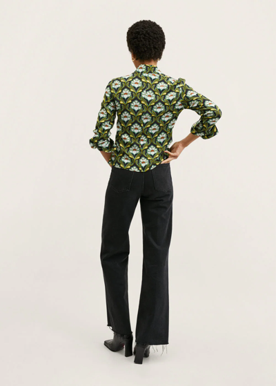 Shop Mango Fitted Print Blouse Green